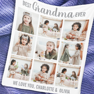 Personalised Grandma 9 Photo Collage Fleece Blanket