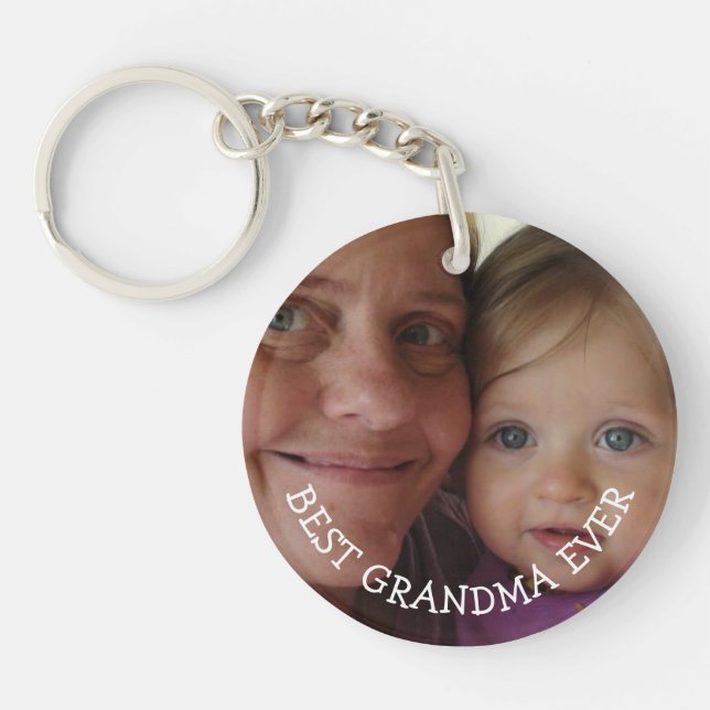 Personalised Grandma and Grandchild  Photo gift Key Ring (Front)