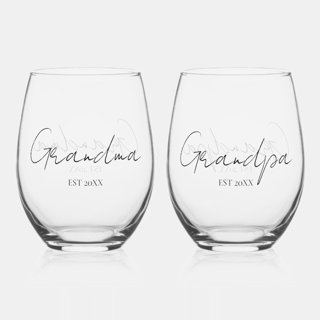Personalised Grandma And Grandpa Stemless Wine Glass