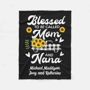 Personalised Grandma Blessed Mum Nana Grandkids Fleece Blanket