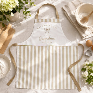 Personalised Grandma Cream Striped Baking Gift Apron