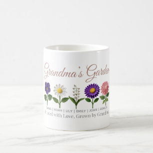Personalised Grandma Crochet Style Birth Flower Coffee Mug