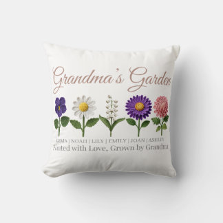 Personalised Grandma Crochet Style Birth Flower  Cushion