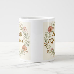 Personalised Grandma Custom Floral Wreath Gift Large Coffee Mug