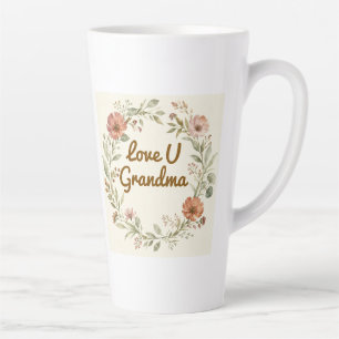 Personalised Grandma Custom Floral Wreath Gift Latte Mug