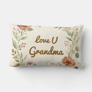 Personalised Grandma Custom Floral Wreath Gift Lumbar Cushion