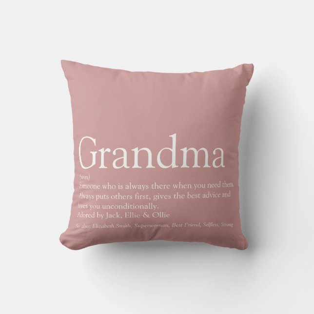 Personalised Grandma Definition Dusty Rose Pink Cushion (Front)