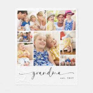 Personalised Grandma Est Photo Collage Fleece Blanket