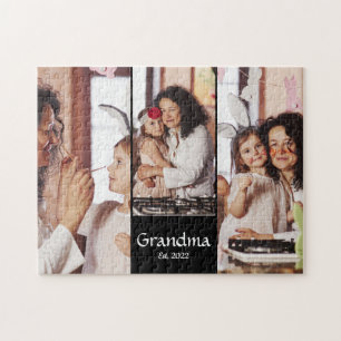 Personalised Grandma Established 3-Photo Collage Jigsaw Puzzle