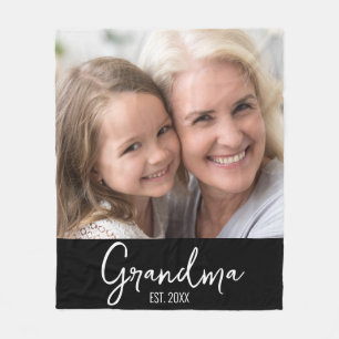 Personalised Grandma Established Year Photo Fleece Blanket