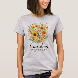 Personalised Grandma Floral Grandma Names Gift T-Shirt