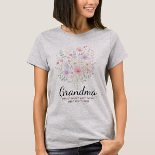 Personalised Grandma Floral Grandma Names Gift T-Shirt
