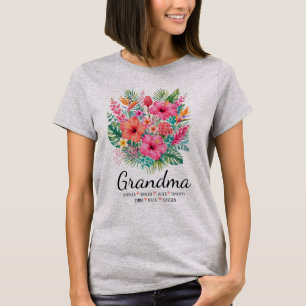 Personalised Grandma Floral Grandma Names Gift T-Shirt