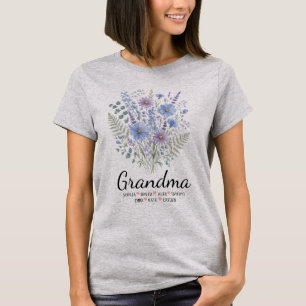 Personalised Grandma Floral Grandma Names Gift T-Shirt