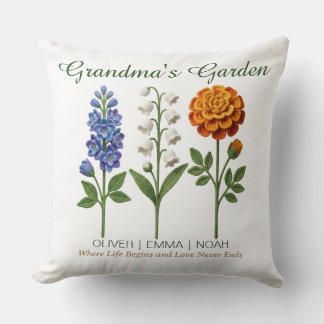 Personalised Grandma Gift Crochet Birth Flowers Cushion