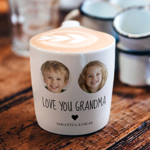 Personalised Grandma Gift   Custom Grandchild Face Espresso Cup