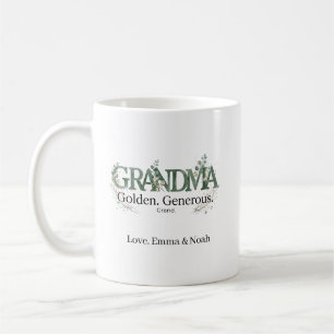 Personalised Grandma Golden Generous Grand Quote Coffee Mug