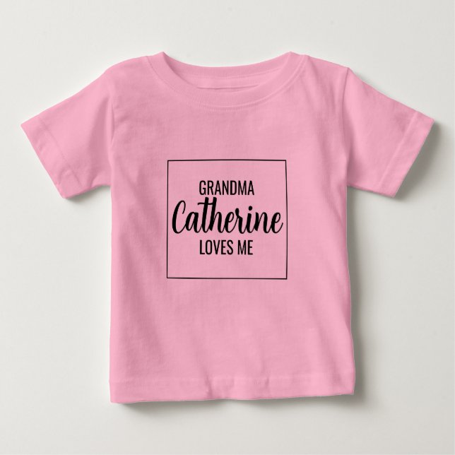 Personalised Grandma Loves Me Grandchild Baby T-Shirt (Front)