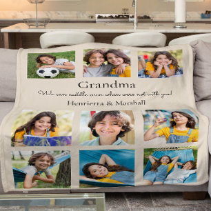 personalised grandma modern photo collage  beige fleece blanket