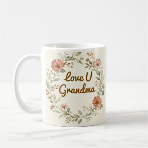 Personalised Grandma Mug Custom Floral Wreath Gift