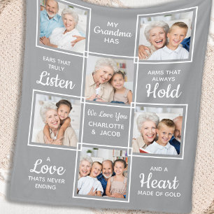 Personalised Grandma Photo Collage Fleece Blanket
