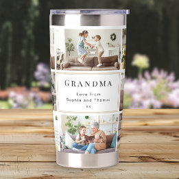 Personalised Grandma Photo Collage Travel Insulated Tumbler
