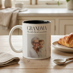Personalised Grandma Photo   World’s Best Grandma Two-Tone Coffee Mug