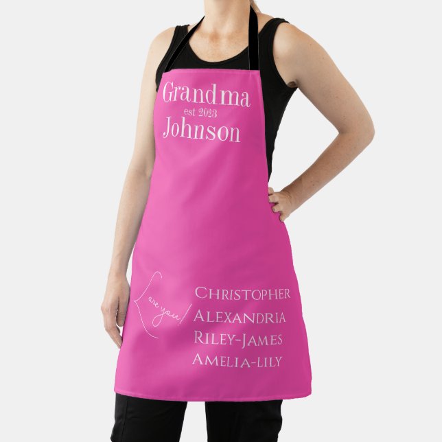 Personalised Grandma Pink Apron (Insitu)