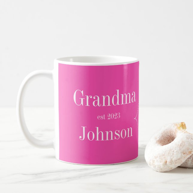 Personalised Grandma Pink Coffee Mug (With Donut)