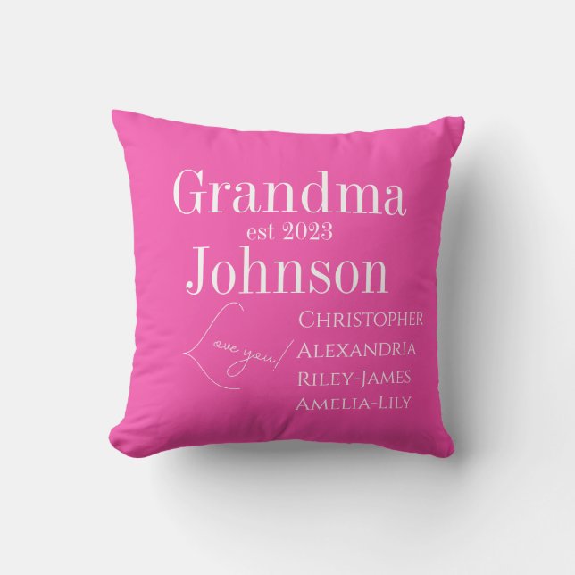 Personalised Grandma Pink Cushion (Front)
