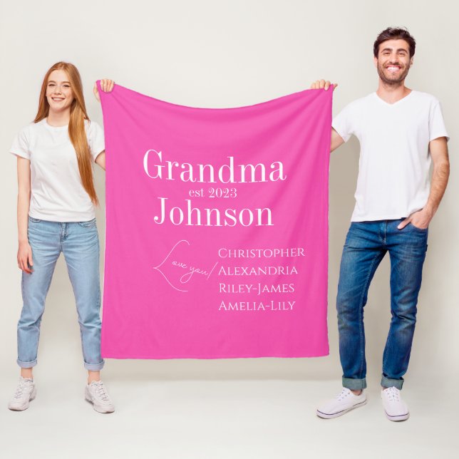 Personalised Grandma Pink Fleece Blanket (In Situ)