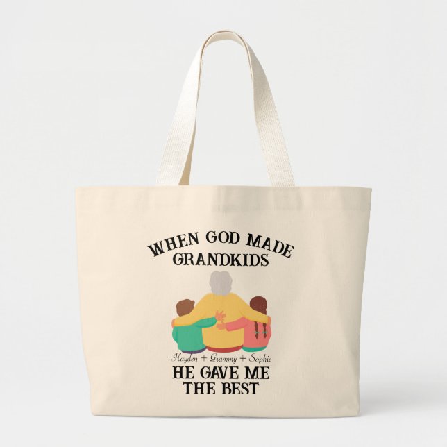 Personalised grandma quotes for mothers day large tote bag (Front)