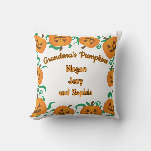 Personalised Grandma’s Pumpkins Halloween Pillow (Front)