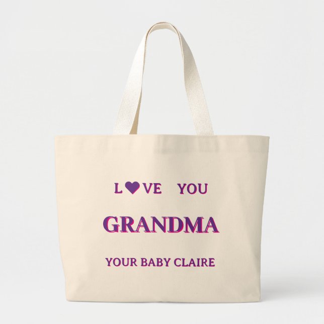 Personalised Grandma Script Large BAG PINK PURPLE (Front)