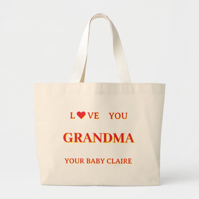 Personalised Grandma Script Large BAG RED & YELLOW (Front)