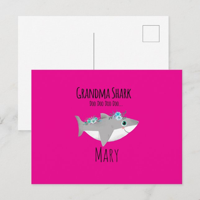 Personalised Grandma Shark Doo Doo Doo Postcard (Front/Back)