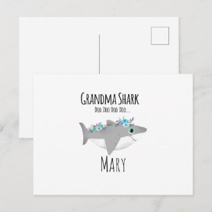 Personalised Grandma Shark Doo Doo Doo Postcard