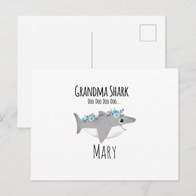 Personalised Grandma Shark Doo Doo Doo Postcard (Front/Back)