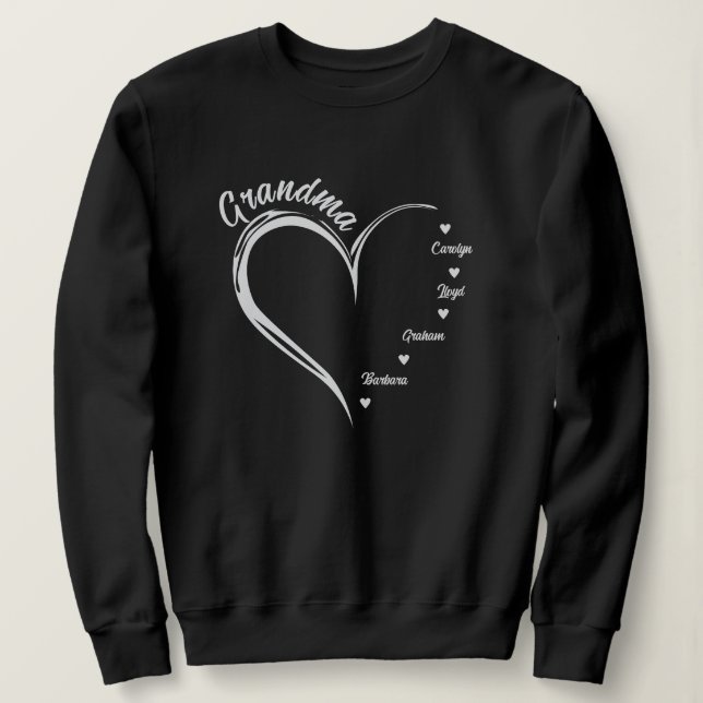 Personalised Grandma Sweatshirt, Grandma Heart Sweatshirt (Design Front)