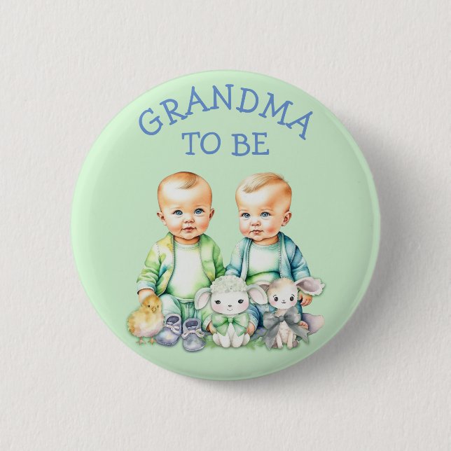 Personalised Grandma to be Twins Baby Shower   6 Cm Round Badge (Front)