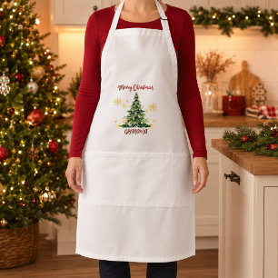 Personalised Grandma Watercolor Christmas Tree Standard Apron