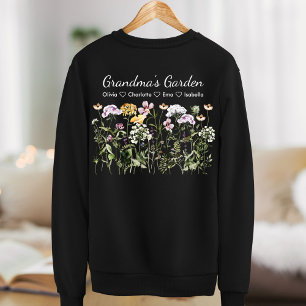 Personalised Grandma Wildflower Garden Black Sweatshirt