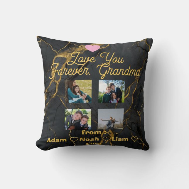 Personalised Grandma with Kids Throw Pillow 2026 (Front)