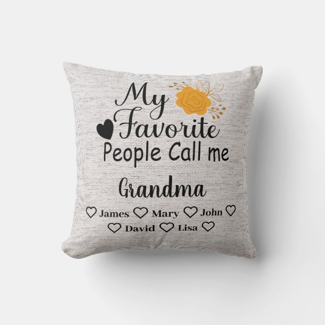 Personalised Grandma with names of the grandkids Cushion (Front)