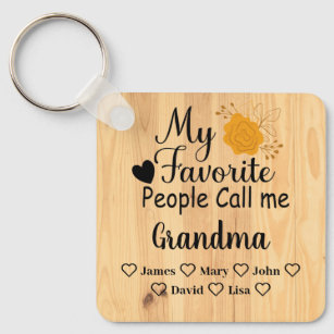 Personalised Grandma with names of the grandkids Key Ring