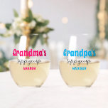 Personalised Grandma's and Grandpa's Sippy Cup Stemless Wine Glass<br><div class="desc">Personalised Grandma's and Grandpa's Sippy Cup wine glass</div>