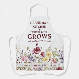Personalised Grandma's Kitchen Wildflower Baking Apron