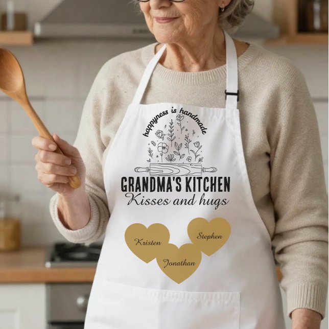 Personalised grandma's kitchen with kids name  apron (Creator Uploaded)