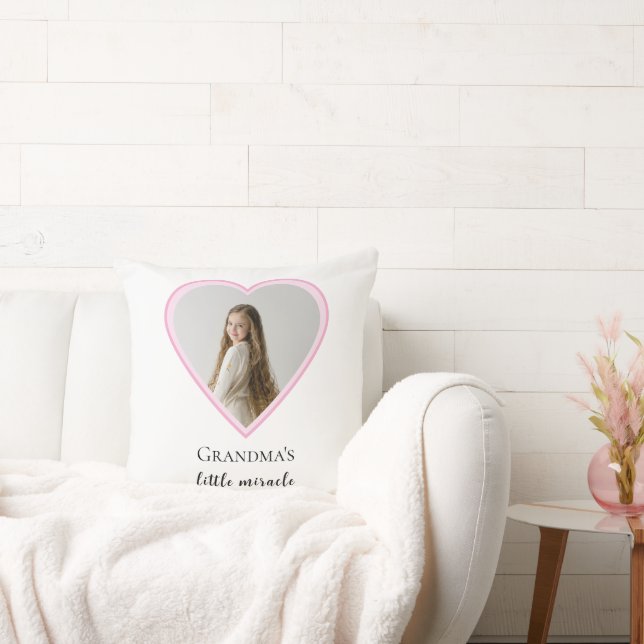 Personalised Grandma's Little Miracle Heart Photo  Cushion (Couch)