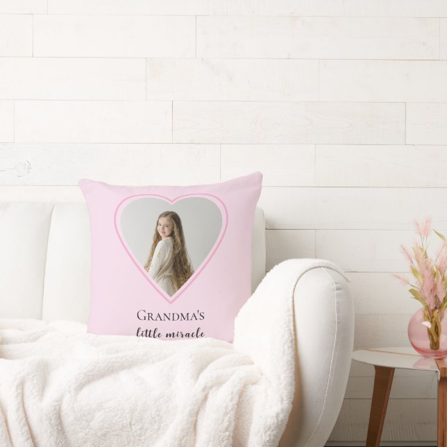 Personalised Grandma's Little Miracle Heart Photo  Cushion (Couch)